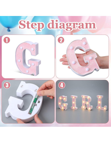 Carteles Iluminados de Letras para Baby Shower Aurelema 16 cm