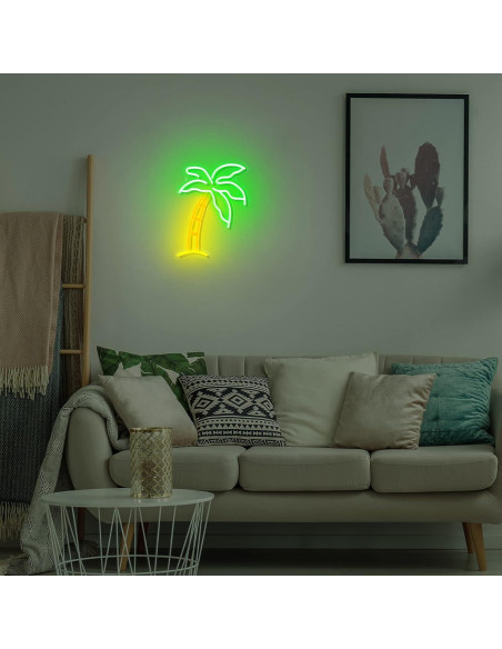 Letrero LED Neón Palma ROCEEI 36x27 cm Verde USB Decorativo Letrero LED Neón Palma ROCEEI 36x27 cm Verde USB Decorativo