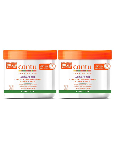 Crema Reparadora Sin Enjuague Cantu con Aceite de Argán 2x480ml