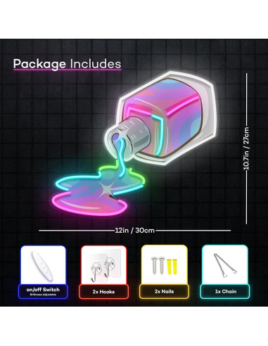 Cartel de Neon Esmalte de Uñas Vital Neon 30x27 cm LED USB