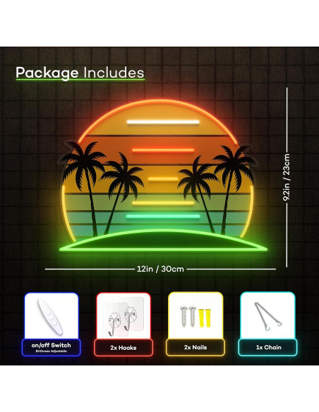 Cartel de Neón Palma Tropical Vital Neon 23x30 cm Luz LED Cartel de Neón Palma Tropical Vital Neon 23x30 cm Luz LED