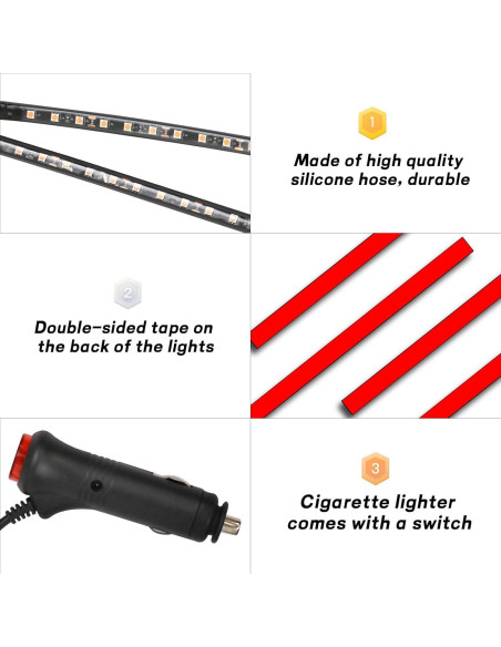 Tira de Luz LED para Auto Ongfuwu 12V Azul Hielo 24 LED Tira de Luz LED para Auto Ongfuwu 12V Azul Hielo 24 LED
