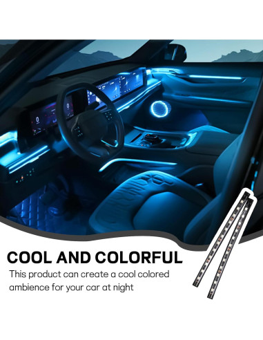 Tira de Luz LED para Auto Ongfuwu 12V Azul Hielo 24 LED