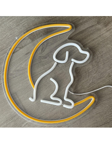 Cartel de Neón LED Perro HFHungkeong 35x34 cm Regulable