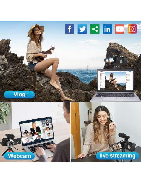 Cámara de Video Weochi HD 4K 48MP con Pantalla 7.62 cm Cámara de Video Weochi HD 4K 48MP con Pantalla 7.62 cm