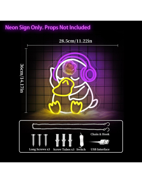 Luz de Neón LED Pato Decorativa para Dormitorio y Fiesta Luz de Neón LED Pato Decorativa para Dormitorio y Fiesta