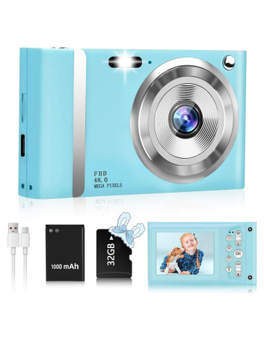 Cámara Digital Compacta SVLIBO 48MP para Niños Azul