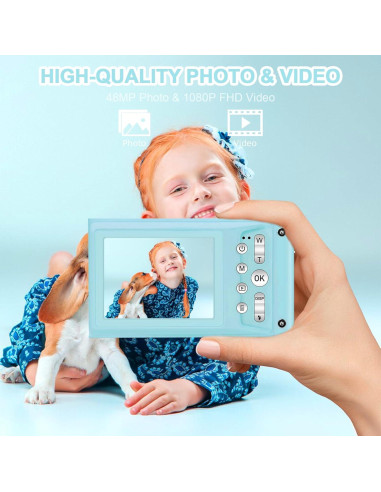 Cámara Digital Compacta SVLIBO 48MP para Niños Azul