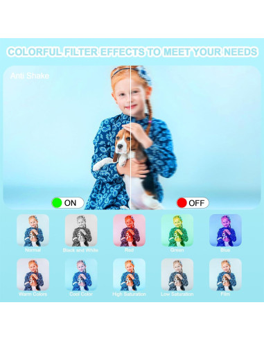 Cámara Digital Compacta SVLIBO 48MP para Niños Azul
