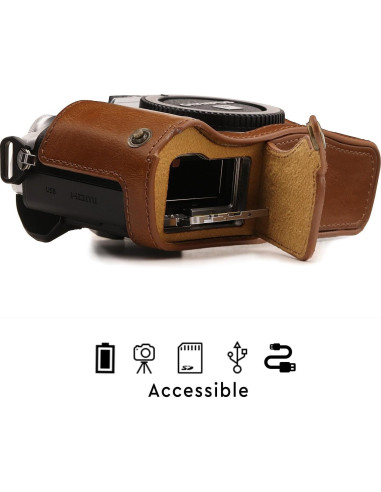 Funda de Cuero MegaGear para Olympus OM-D E-M10 III - Marrón Claro
