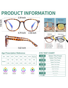 Gafas de Lectura K KENZHOU con Luz Azul 2.0x Paquete de 3 2