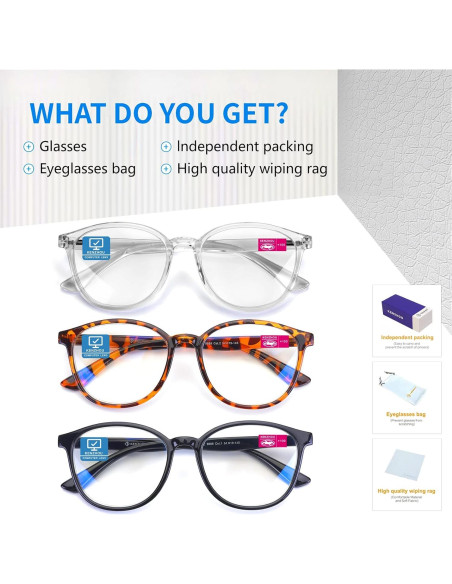 Gafas de Lectura K KENZHOU con Luz Azul 2.0x Paquete de 3 Gafas de Lectura K KENZHOU con Luz Azul 2.0x Paquete de 3