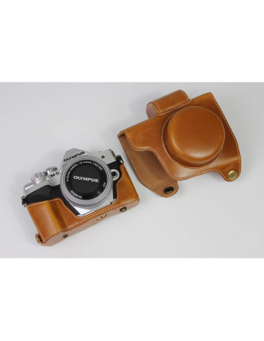 Funda de cámara BolinUS para Olympus OM-D E-M10 Mark IV - Cuero PU