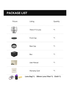 Lente TTArtisan 75mm F1.5 Bokeh Enredado M42 Plata 2