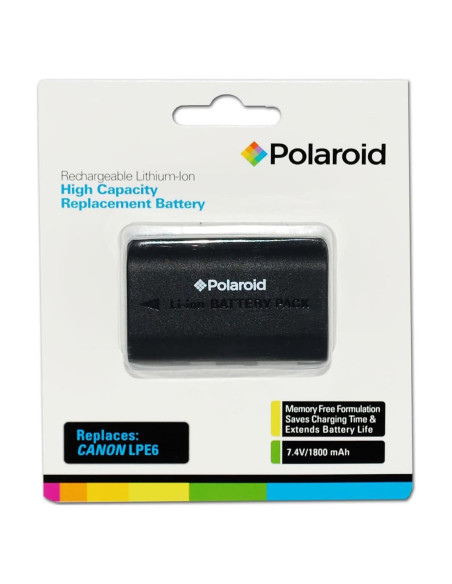 Batería de Litio Recargable Polaroid LPE6 para Canon EOS Batería de Litio Recargable Polaroid LPE6 para Canon EOS