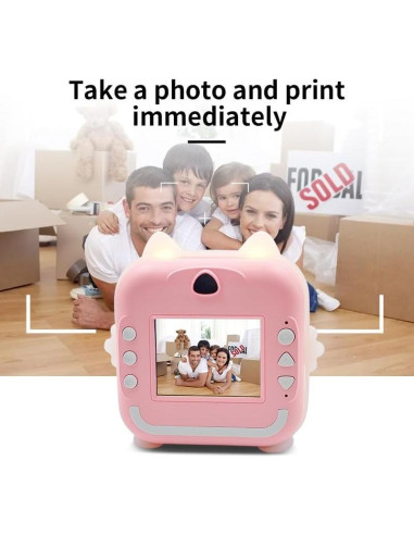 Cámara Instantánea para Niños HZTZ 8MP 1080P Rosa con Accesorios