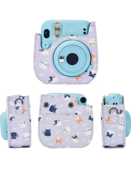Funda protectora Phetium para cámara Instax Mini 12 Gato Púrpura Funda protectora Phetium para cámara Instax Mini 12 Gato Púrpura