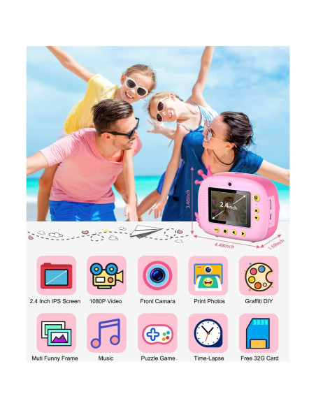 Cámara Instantánea para Niños Hangrui 12MP 1080P Pantalla 2.4" Cámara Instantánea para Niños Hangrui 12MP 1080P Pantalla 2.4"