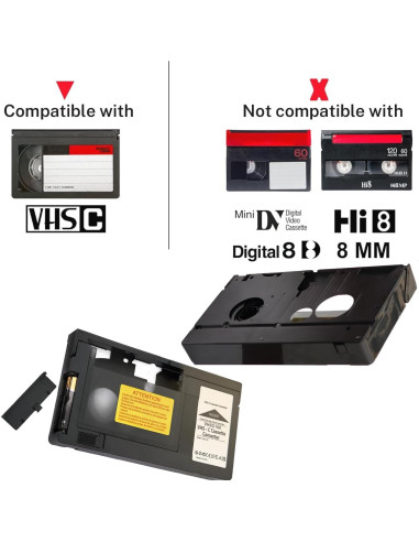 Adaptador VHS-C a VHS BECBOLDF Motorizado con Paños de Limpieza
