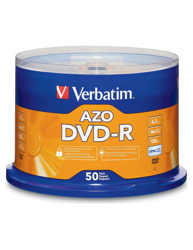 Discos DVD-R Verbatim AZO 4.7GB 16X - Paquete de 50 Unidades