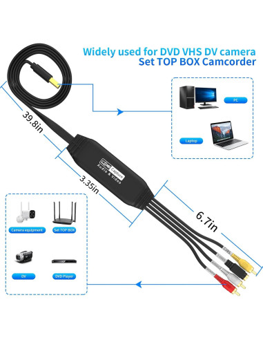 Convertidor de RCA a USB Tihokile para VHS y VCR