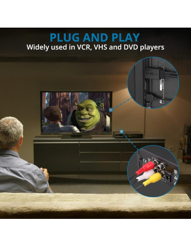 Convertidor RCA a HDMI AUTOUTLET 1080P con cable 150 cm