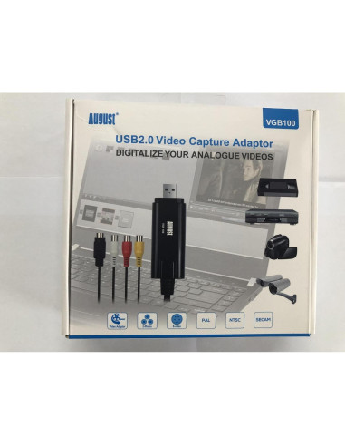 Dispositivo de Captura de Video USB 2.0 August VGB100 - Convierte VHS a PC