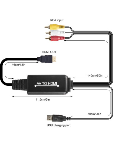 Convertidor RCA a HDMI DIGITNOW 1080P Plug and Play