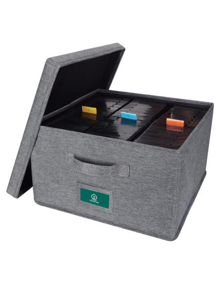 Caja de Almacenamiento VHS WaveTree con Tapa - 42 Cintas - Gris Caja de Almacenamiento VHS WaveTree con Tapa - 42 Cintas - Gris