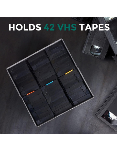 Caja de Almacenamiento VHS WaveTree con Tapa - 42 Cintas - Gris Caja de Almacenamiento VHS WaveTree con Tapa - 42 Cintas - Gris