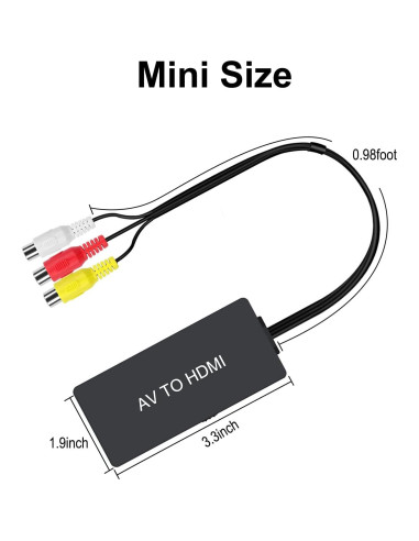 Convertidor RCA a HDMI RuiPuo 1080p Soporta PS3, WII, DVD