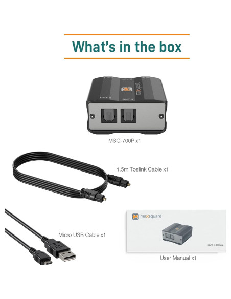 Divisor Óptico Digital MAXSQUARE MSQ-700P 1x3 SPDIF Toslink Divisor Óptico Digital MAXSQUARE MSQ-700P 1x3 SPDIF Toslink