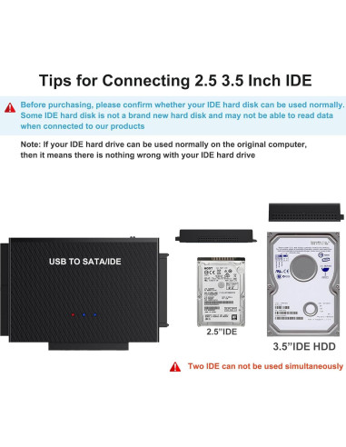 Adaptador USB 3.0 a SATA e IDE Yinuocheng, 2.5" y 3.5"