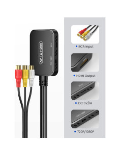 Convertidor RCA a HDMI Viagkiki 1080p con cables incluidos 2