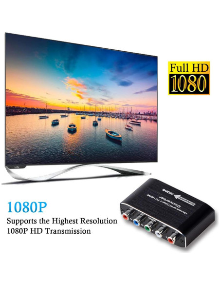 Convertidor de Componente a HDMI Anber-Tech 1080P Negro Convertidor de Componente a HDMI Anber-Tech 1080P Negro
