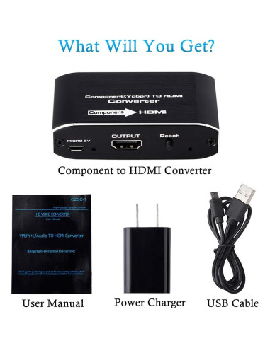 Convertidor de Componente a HDMI Anber-Tech 1080P Negro