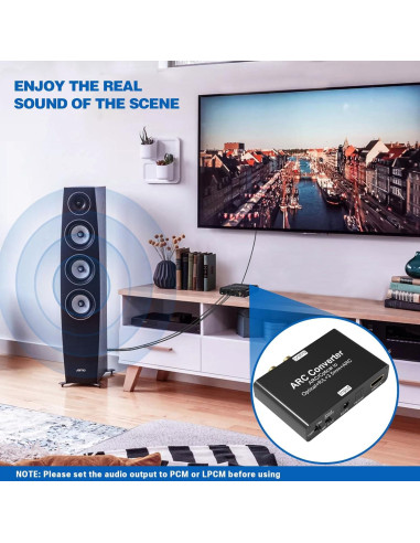 Convertidor de Audio HDMI ARC Tendak DAC 3.5mm y Óptico
