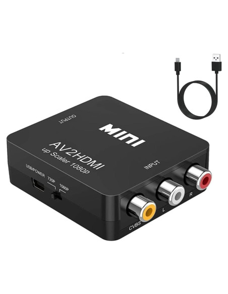 Convertidor RCA a HDMI ABLEWE AV2-12HD 1080P Negro Convertidor RCA a HDMI ABLEWE AV2-12HD 1080P Negro