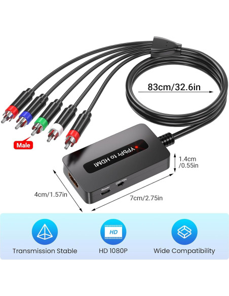 Convertidor de Componente Macho a HDMI 1080P Meng Meng Convertidor de Componente Macho a HDMI 1080P Meng Meng