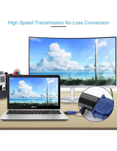 Adaptador HDMI a VGA Guamar con Audio 3.5mm - 4K Full HD