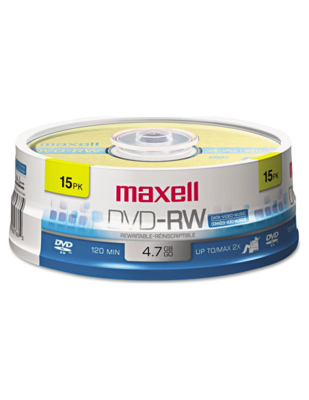 Disco Regrabable Maxell DVD-RW 4.7GB 2x 15 Unidades Disco Regrabable Maxell DVD-RW 4.7GB 2x 15 Unidades