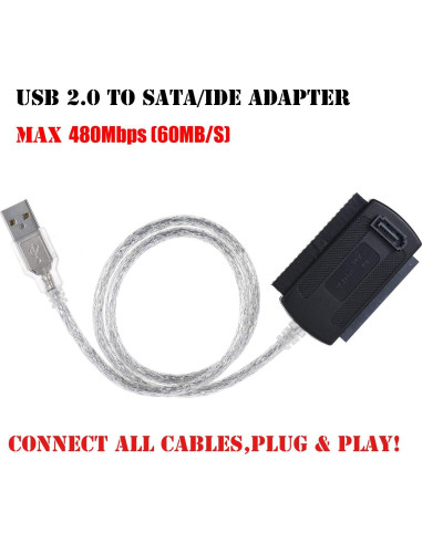 Adaptador Warmstor SATA/PATA/IDE a USB 2.0 para HDD/SSD 2.5"/3.5"
