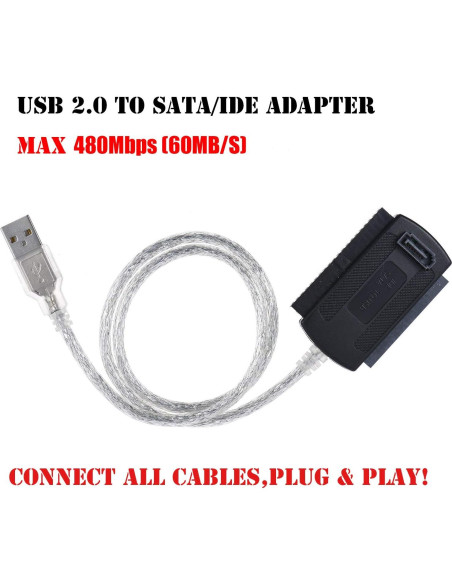 Adaptador Warmstor SATA/PATA/IDE a USB 2.0 para HDD/SSD 2.5"/3.5" Adaptador Warmstor SATA/PATA/IDE a USB 2.0 para HDD/SSD 2.5"/3.5"
