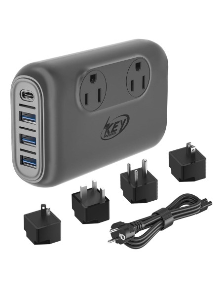 Convertidor de Voltaje 220V a 110V Key Power 230W USB-C Convertidor de Voltaje 220V a 110V Key Power 230W USB-C