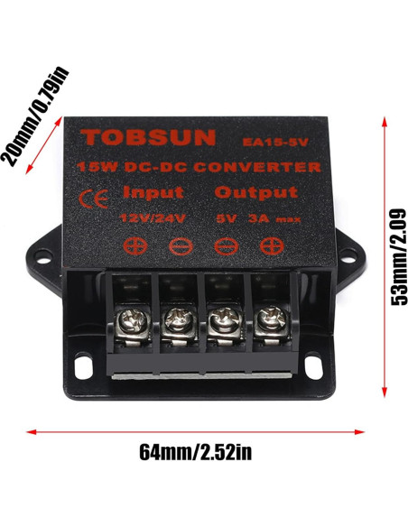 Convertidor Regulador de Voltaje DC 12V/24V a 5V 3A 15W XingHua Convertidor Regulador de Voltaje DC 12V/24V a 5V 3A 15W XingHua