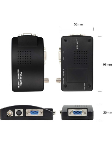 Convertidor de Video BNC a VGA HDSUNWSTD 1920x1080 Portátil