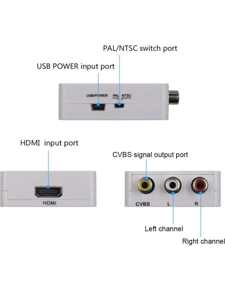 Adaptador HDMI a AV RCA HDSUNWSTD 1080P Mini Soporte PAL/NTSC Adaptador HDMI a AV RCA HDSUNWSTD 1080P Mini Soporte PAL/NTSC