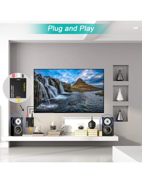 Convertidor RCA a Digital Musou MU-J05 Óptico y Coaxial Convertidor RCA a Digital Musou MU-J05 Óptico y Coaxial