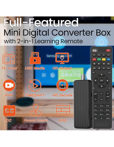 Mini Sintonizador de TV Digital Zard Zoop 1080P HDMI y 3RCA