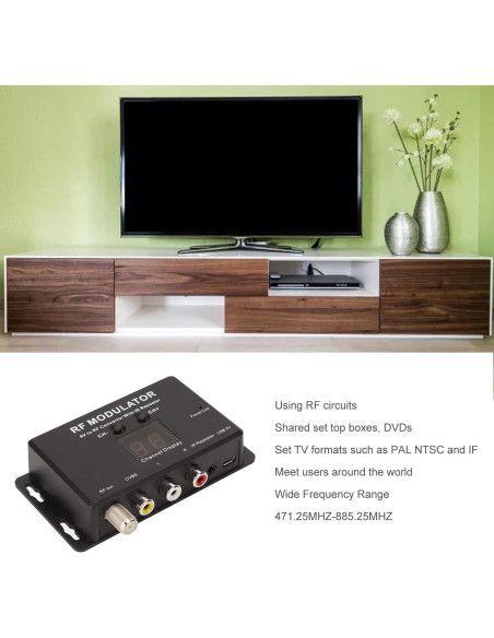 Modulador RF ASHATA AV a TV UHF, Soporta PAL NTSC Modulador RF ASHATA AV a TV UHF, Soporta PAL NTSC